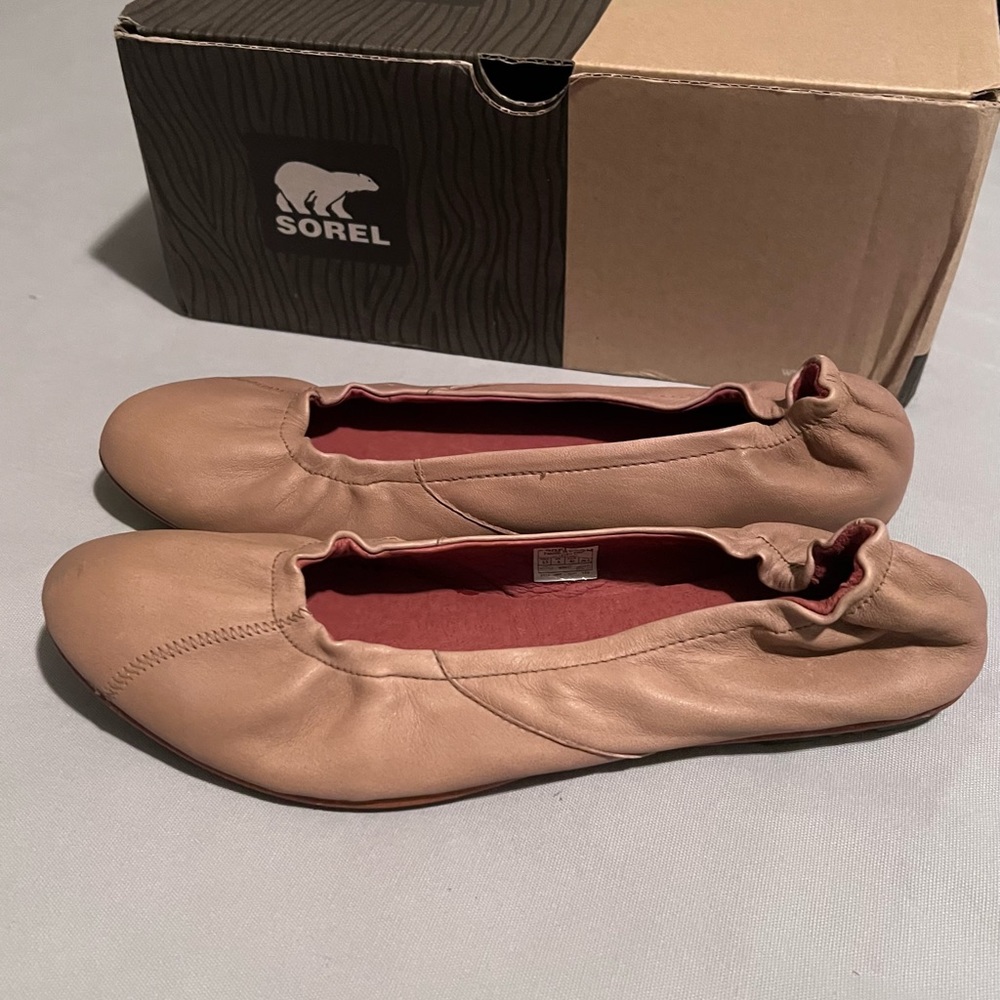 Sorel - Leather Skimmer / Ballet Flat - British Tan - Size 9.5